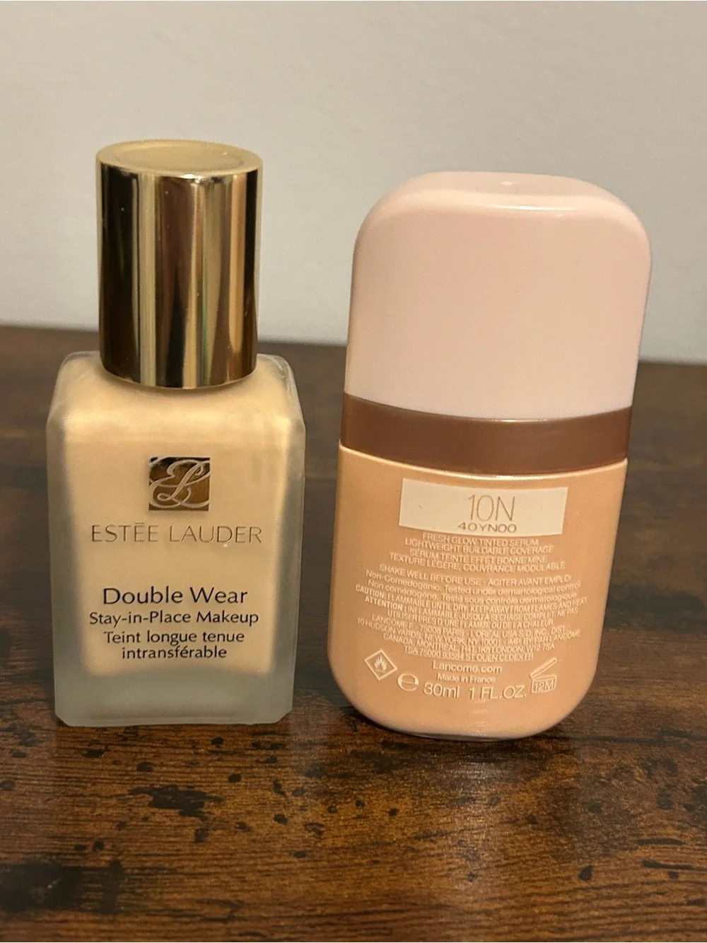 Estee Lauder Double Wear foundation and Lancôme Skin Idôle 3 Serum skin tint